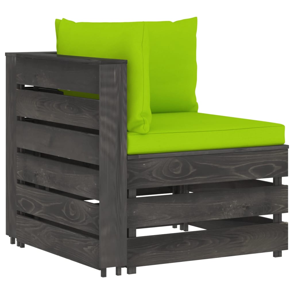 10-tlg. Garten-Lounge-Set mit Kissen Grau Imprägniertes Holz