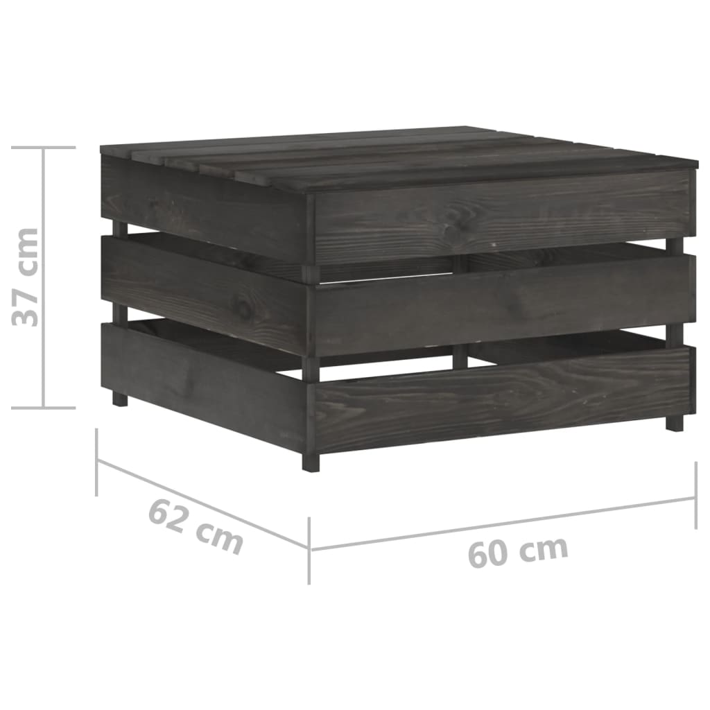 10-tlg. Garten-Lounge-Set mit Kissen Grau Imprägniertes Holz
