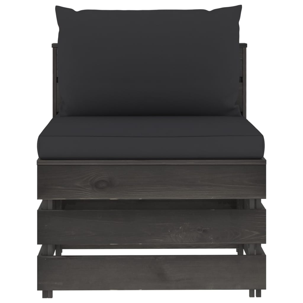 8-tlg. Garten-Lounge-Set mit Kissen Grau Imprägniertes Holz
