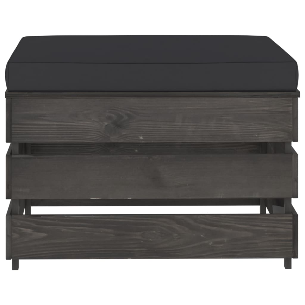 8-tlg. Garten-Lounge-Set mit Kissen Grau Imprägniertes Holz