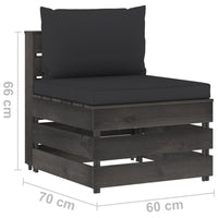 Thumbnail for 9-tlg. Garten-Lounge-Set mit Kissen Grau Imprägniertes Holz