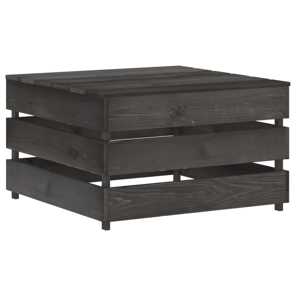 10-tlg. Garten-Lounge-Set mit Kissen Grau Imprägniertes Holz