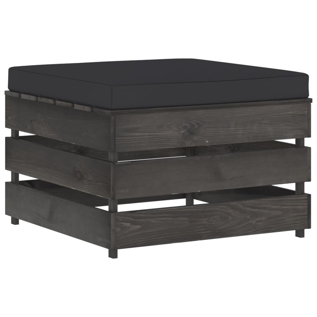 10-tlg. Garten-Lounge-Set mit Kissen Grau Imprägniertes Holz