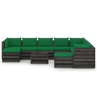 Thumbnail for 11-tlg. Garten-Lounge-Set mit Kissen Grau Imprägniertes Holz