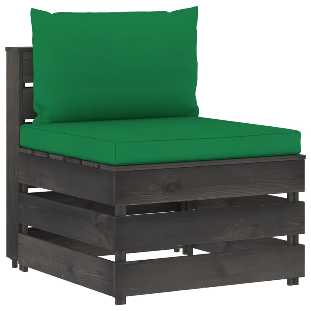 12-tlg. Garten-Lounge-Set mit Kissen Grau Imprägniertes Holz