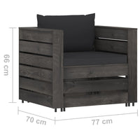 Thumbnail for 6-tlg. Garten-Lounge-Set mit Kissen Grau Imprägniertes Holz