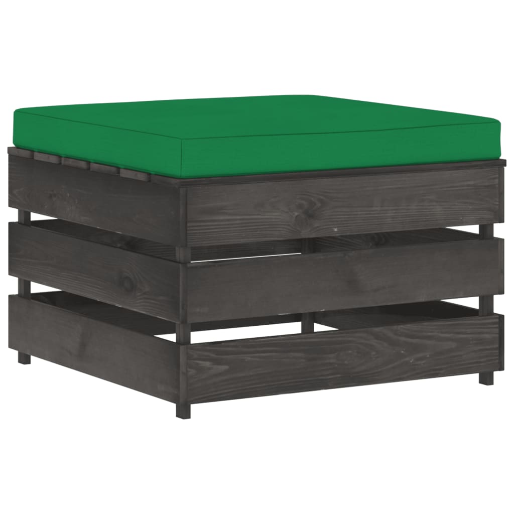 7-tlg. Garten-Lounge-Set mit Kissen Grau Imprägniertes Holz