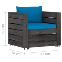 Thumbnail for 7-tlg. Garten-Lounge-Set mit Kissen Grau Imprägniertes Holz