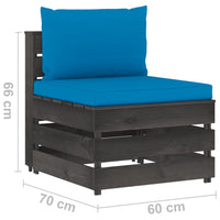 Thumbnail for 7-tlg. Garten-Lounge-Set mit Kissen Grau Imprägniertes Holz