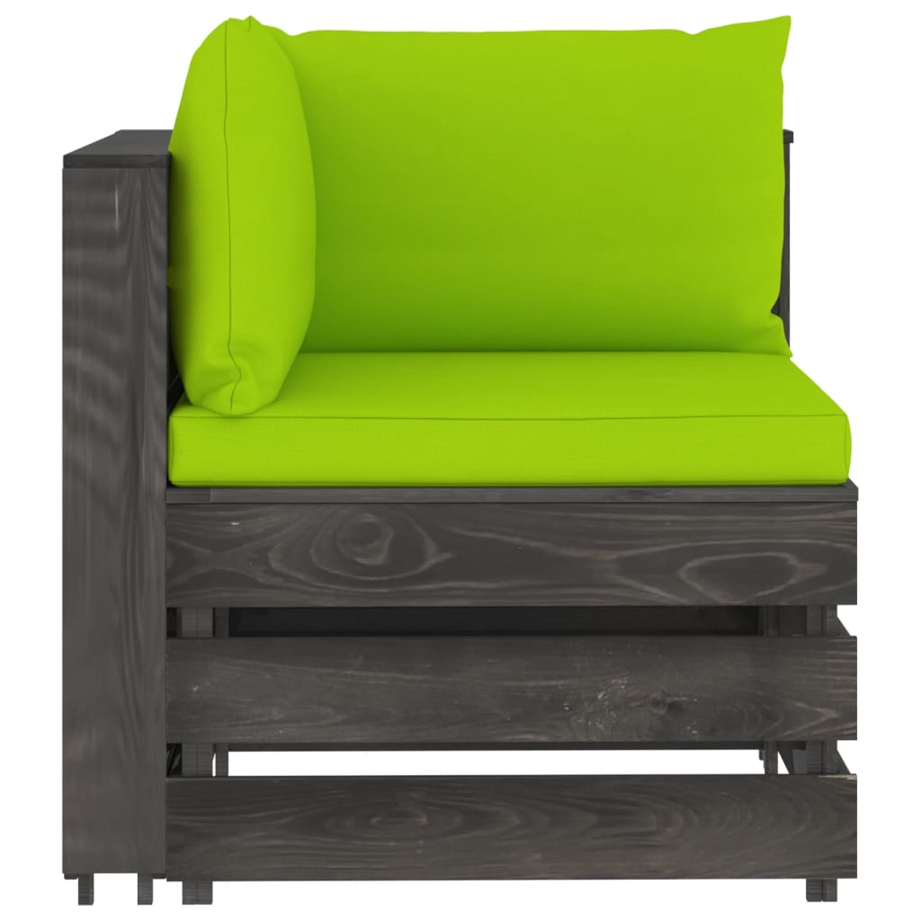 7-tlg. Garten-Lounge-Set mit Kissen Grau Imprägniertes Holz
