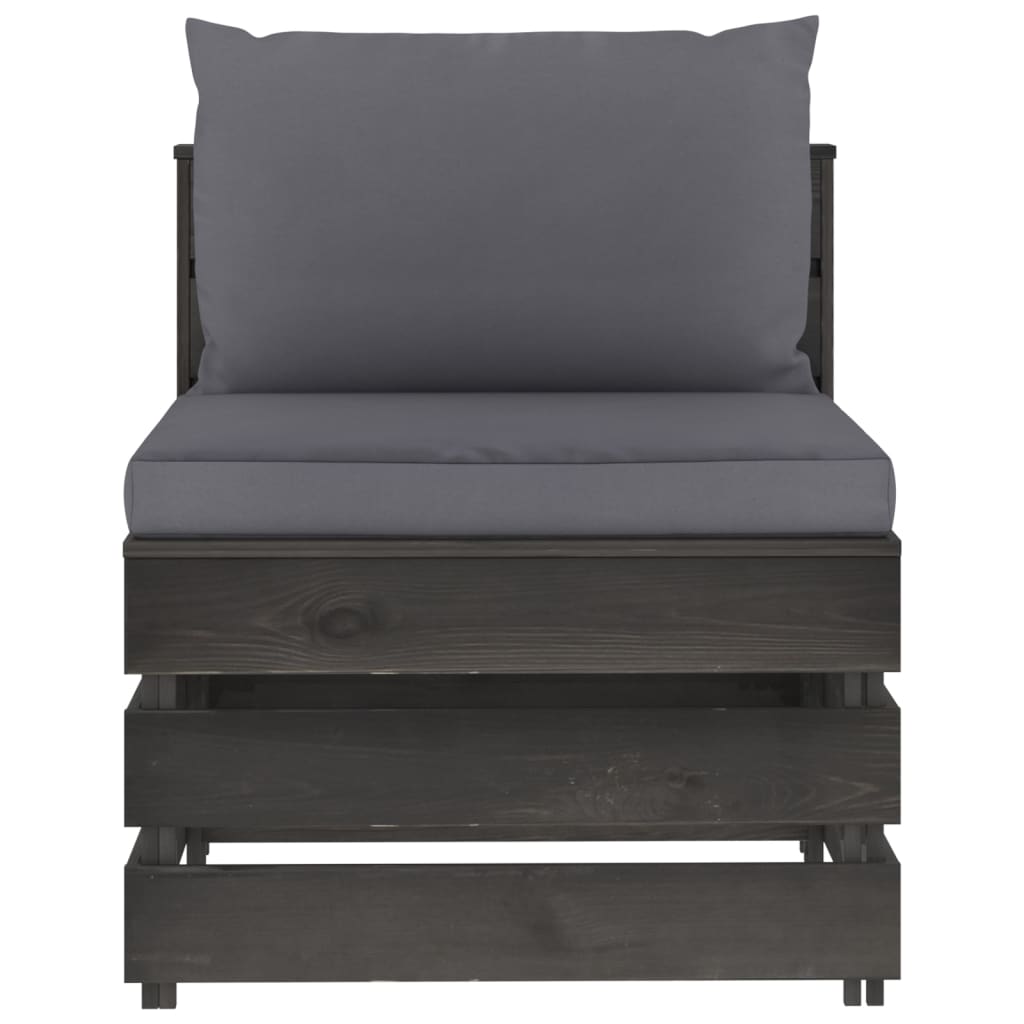 8-tlg. Garten-Lounge-Set mit Kissen Grau Imprägniertes Holz