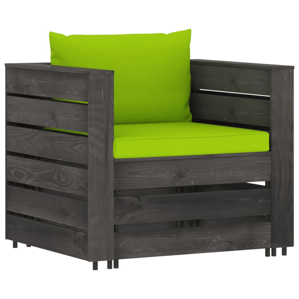 8-tlg. Garten-Lounge-Set mit Kissen Grau Imprägniertes Holz