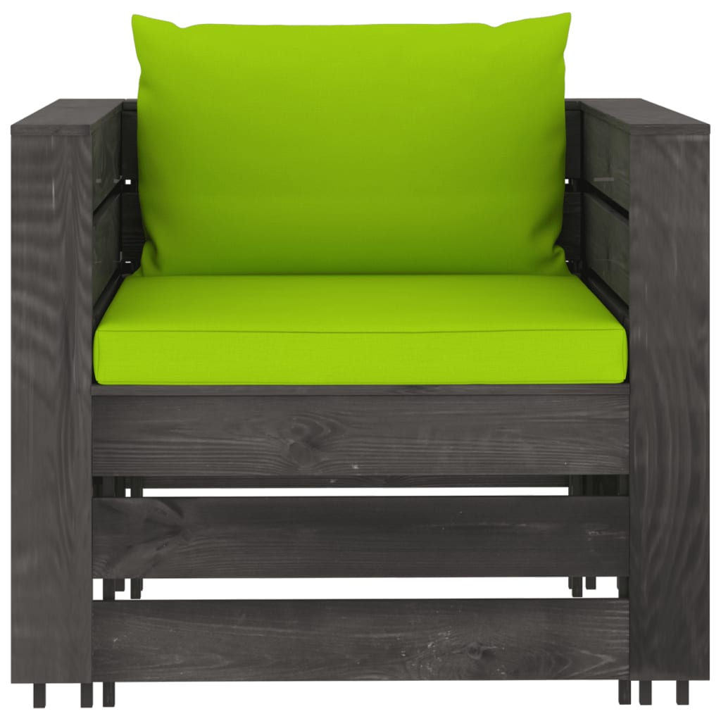 8-tlg. Garten-Lounge-Set mit Kissen Grau Imprägniertes Holz