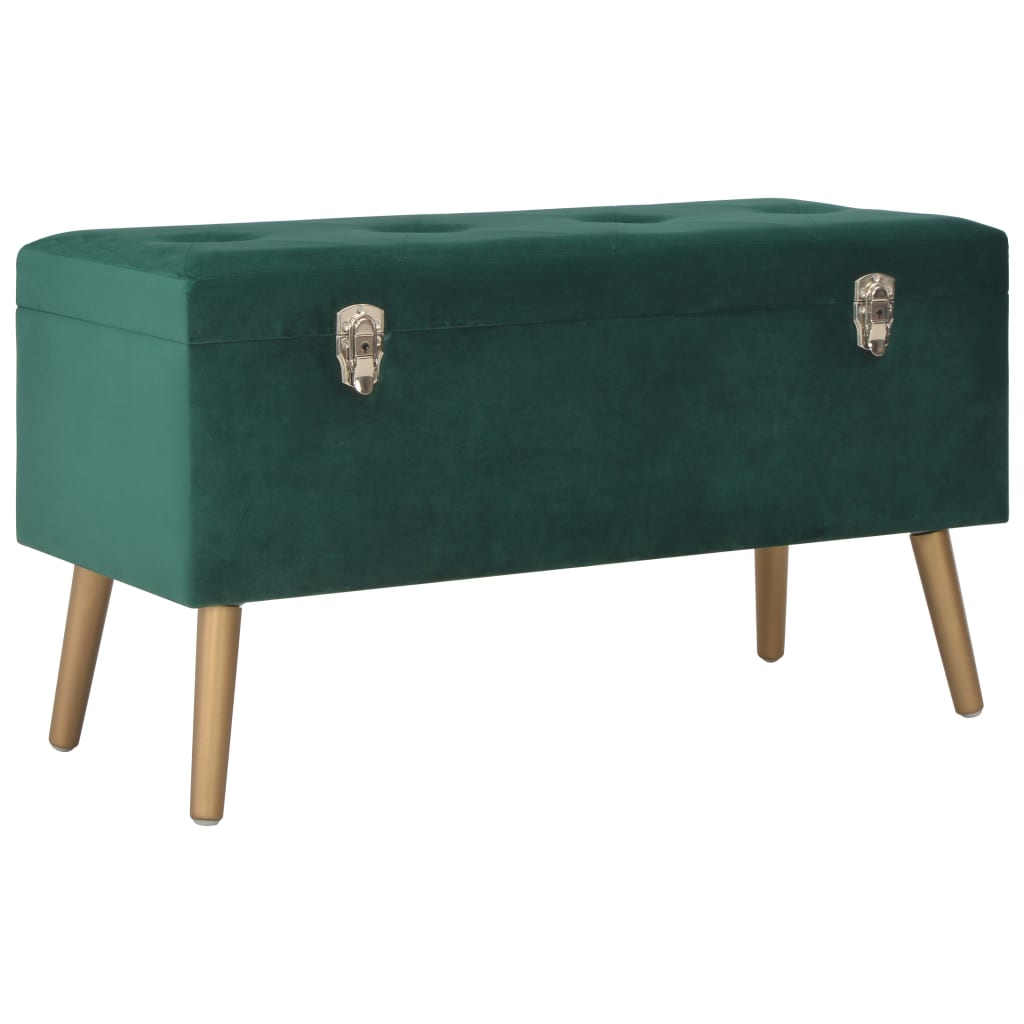 Bank mit Staufach 80 cm Grün Samt