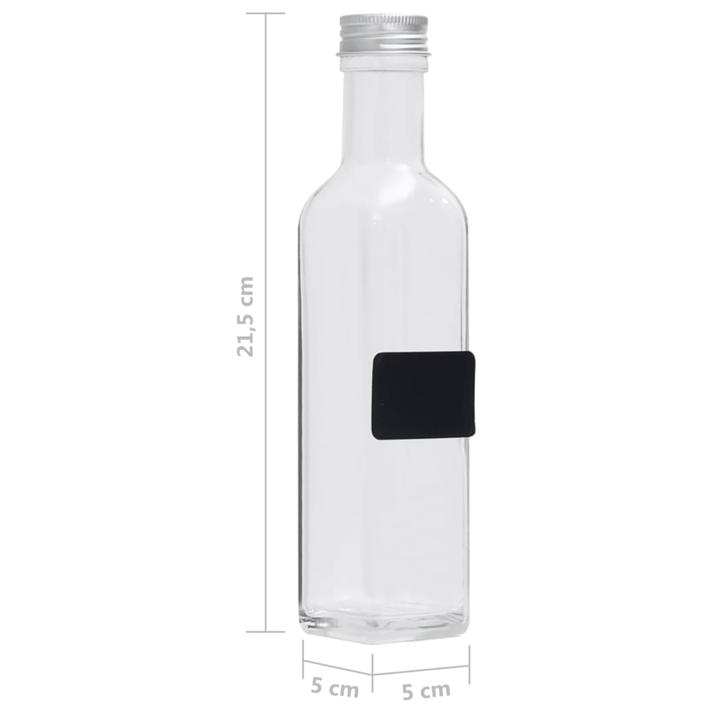 Glasflaschen mit Schraubverschluss 12 Stk. Quadratisch 250 ml