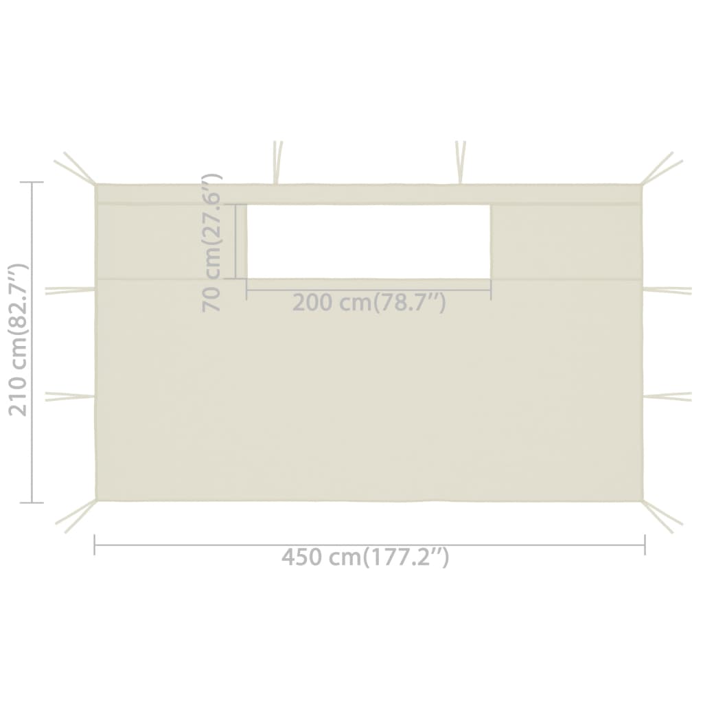 Pavillon-Seitenwände mit Fenstern 2 Stk. Creme