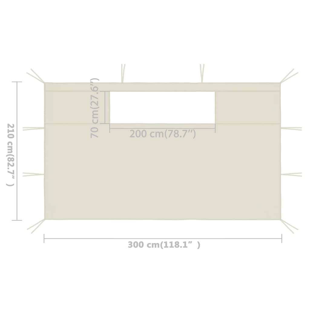Pavillon-Seitenwände mit Fenstern 2 Stk. Creme