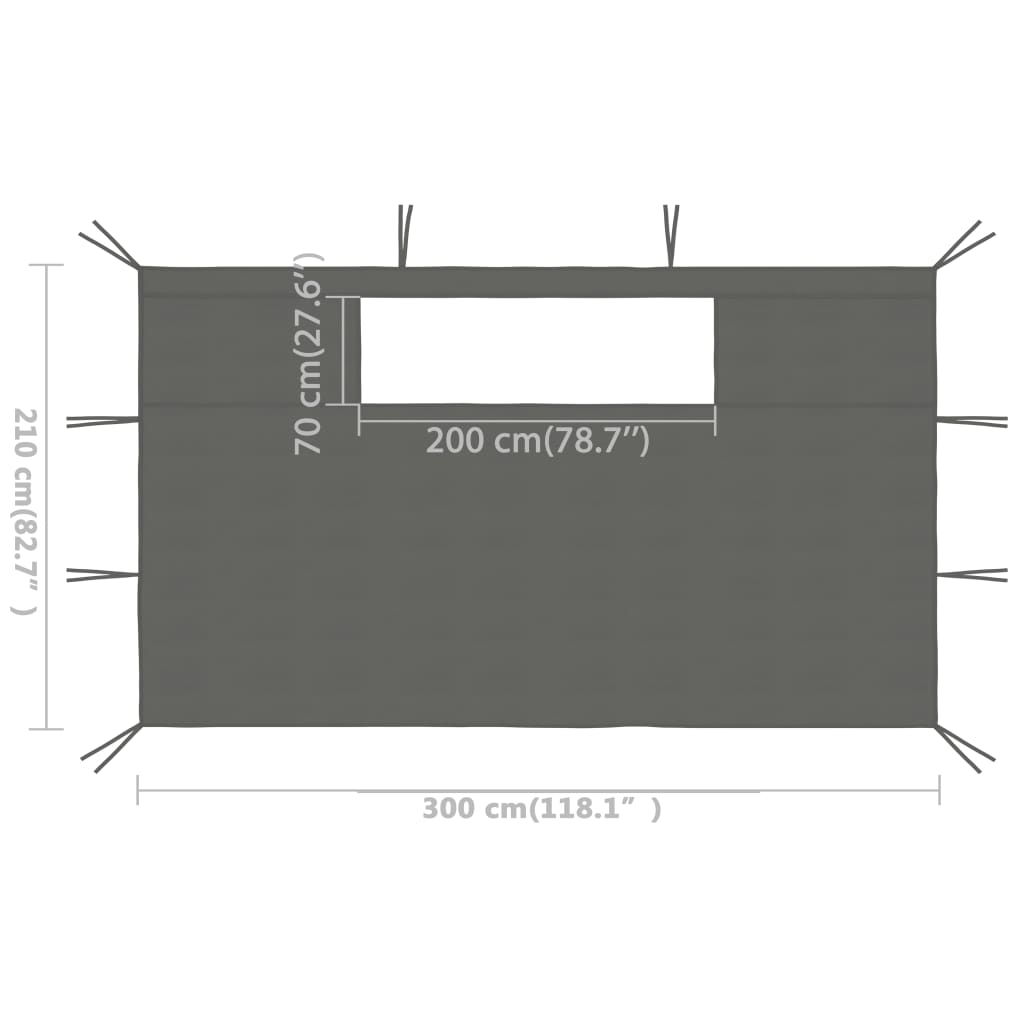 Pavillon-Seitenwände mit Fenstern 2 Stk. Anthrazit