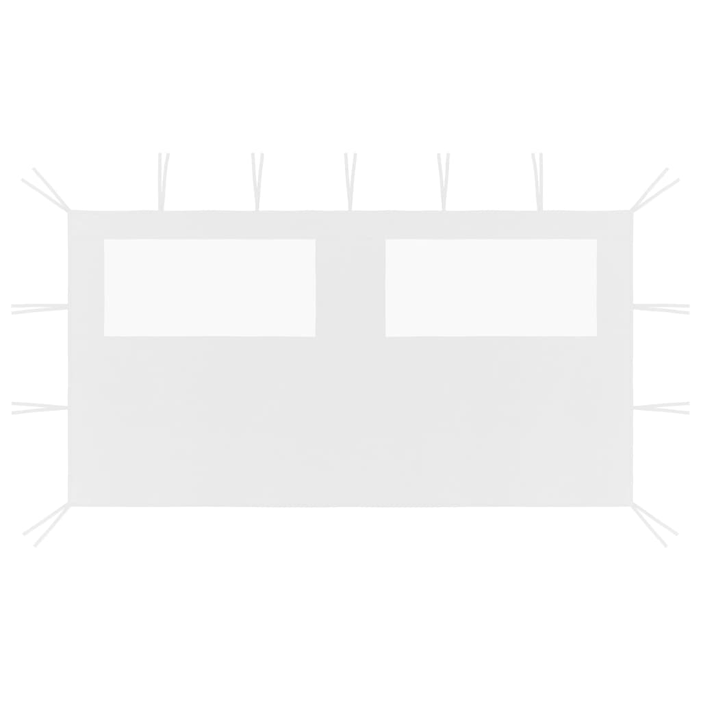 Pavillon-Seitenwand mit Fenstern 4x2 m Weiß