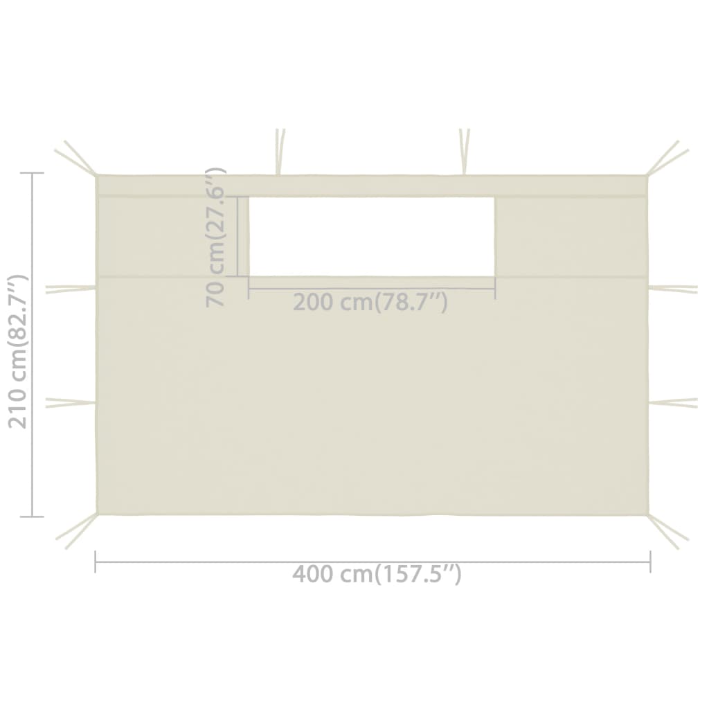Pavillon-Seitenwände mit Fenstern 2 Stk. Creme