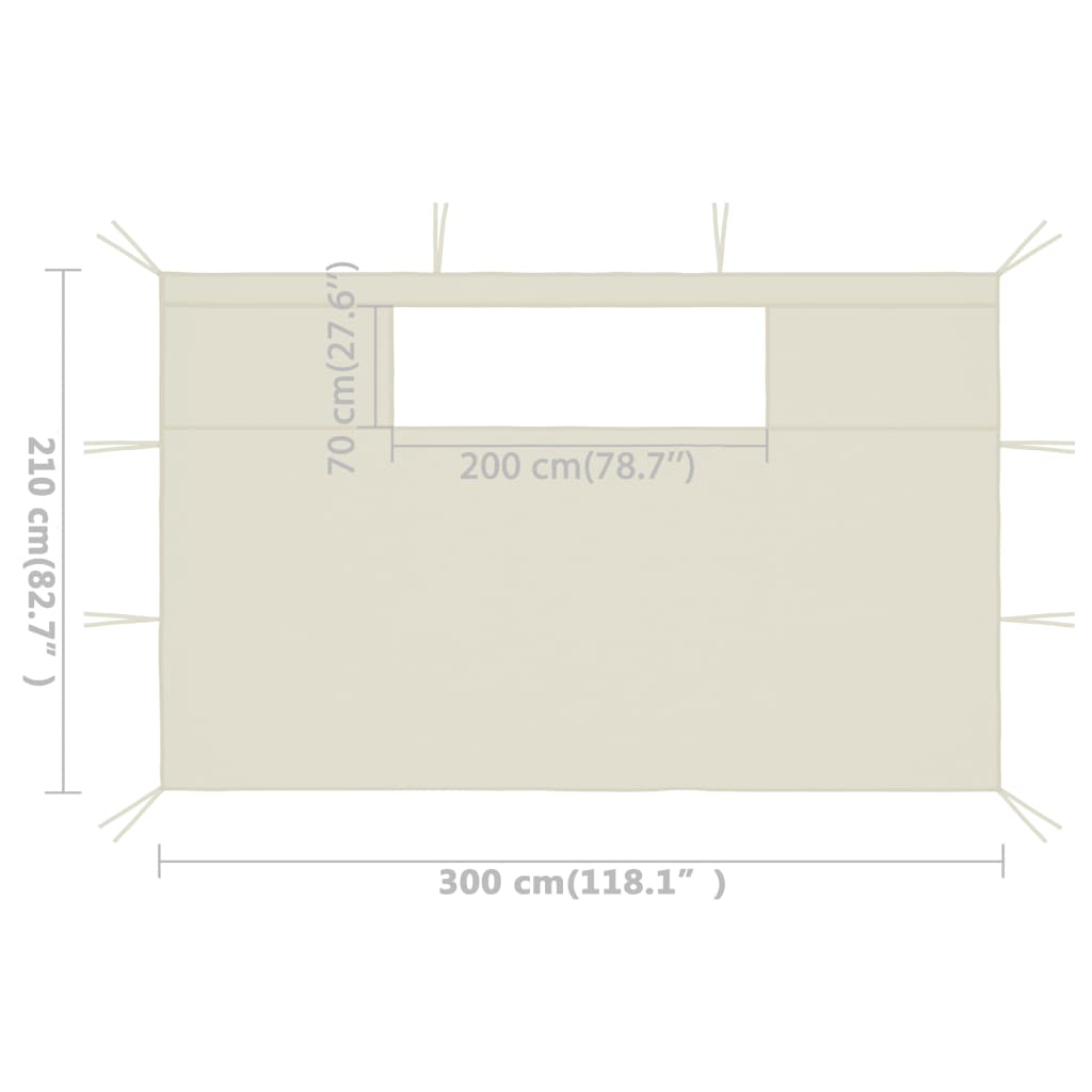Pavillon-Seitenwände mit Fenstern 2 Stk. Creme