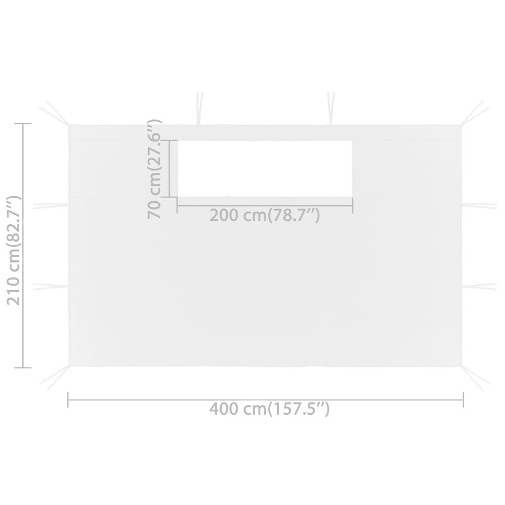 Pavillon-Seitenwände mit Fenstern 2 Stk. Weiß