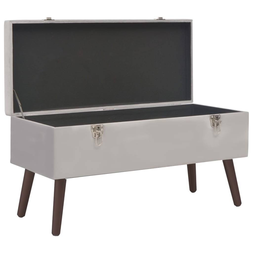 Bank mit Staufach Grau 80 cm Samt