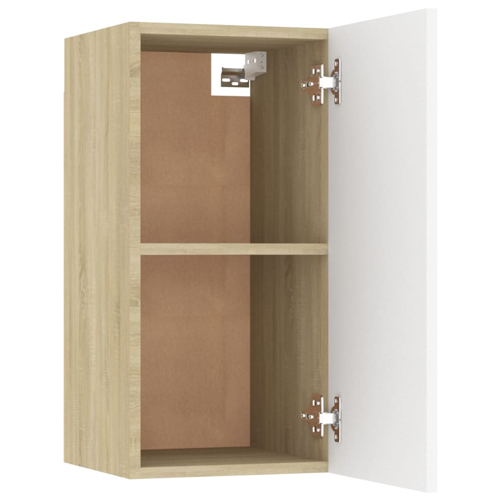TV-Schrank Weiß und Sonoma-Eiche 30,5x30x60 cm Spanplatte