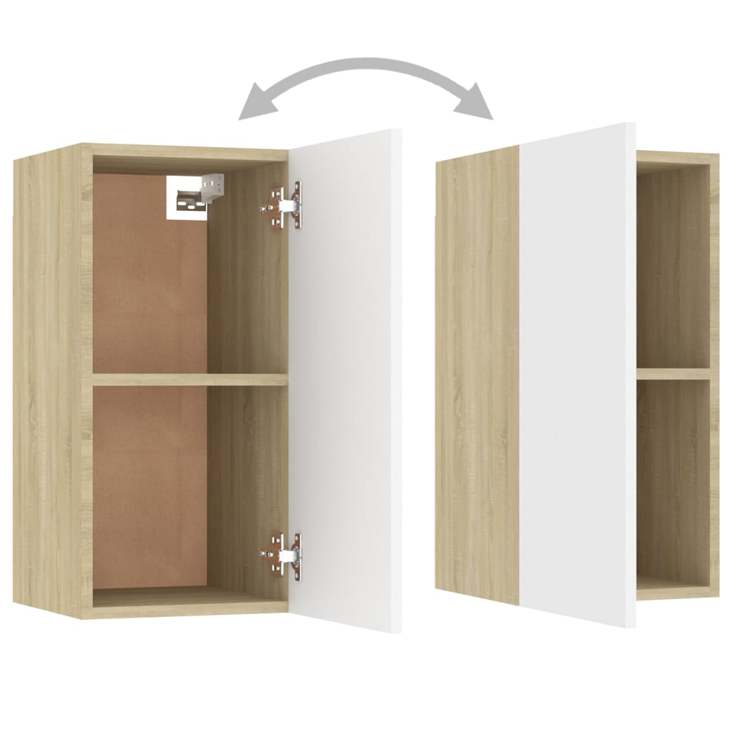 TV-Schrank Weiß und Sonoma-Eiche 30,5x30x60 cm Spanplatte