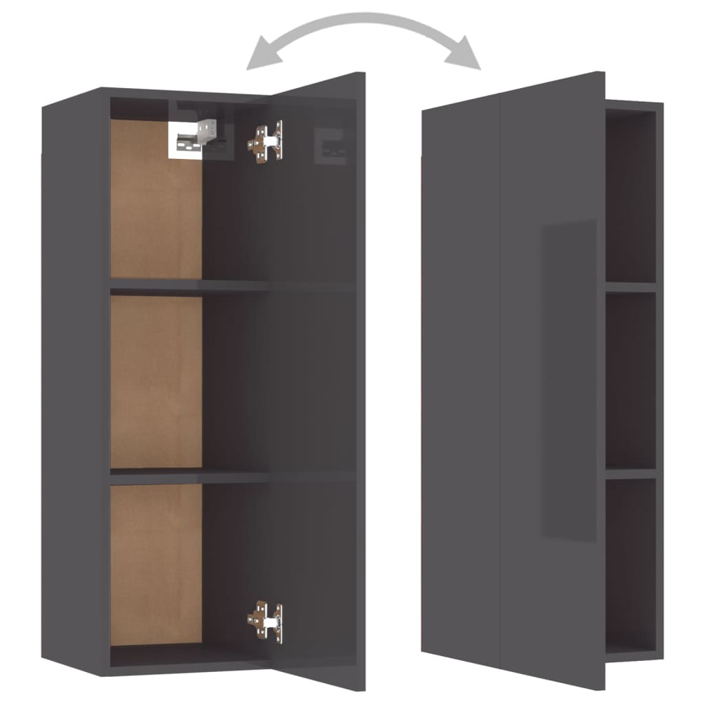 TV-Schrank Hochglanz-Grau 30,5x30x90 cm Spanplatte