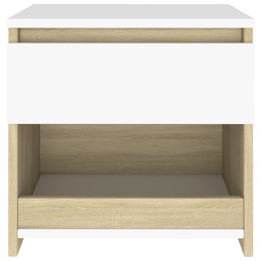 Nachttische 2 Stk. Weiß Sonoma-Eiche 40x30x39 cm Holzwerkstoff