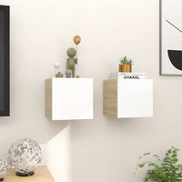 Thumbnail for TV-Wandschränke 2 Stk. Weiß Sonoma-Eiche 30,5x30x30 cm