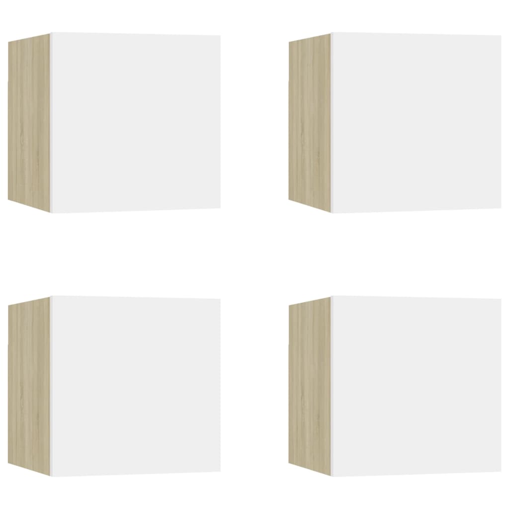 TV-Wandschränke 4 Stk. Weiß Sonoma-Eiche 30,5x30x30 cm