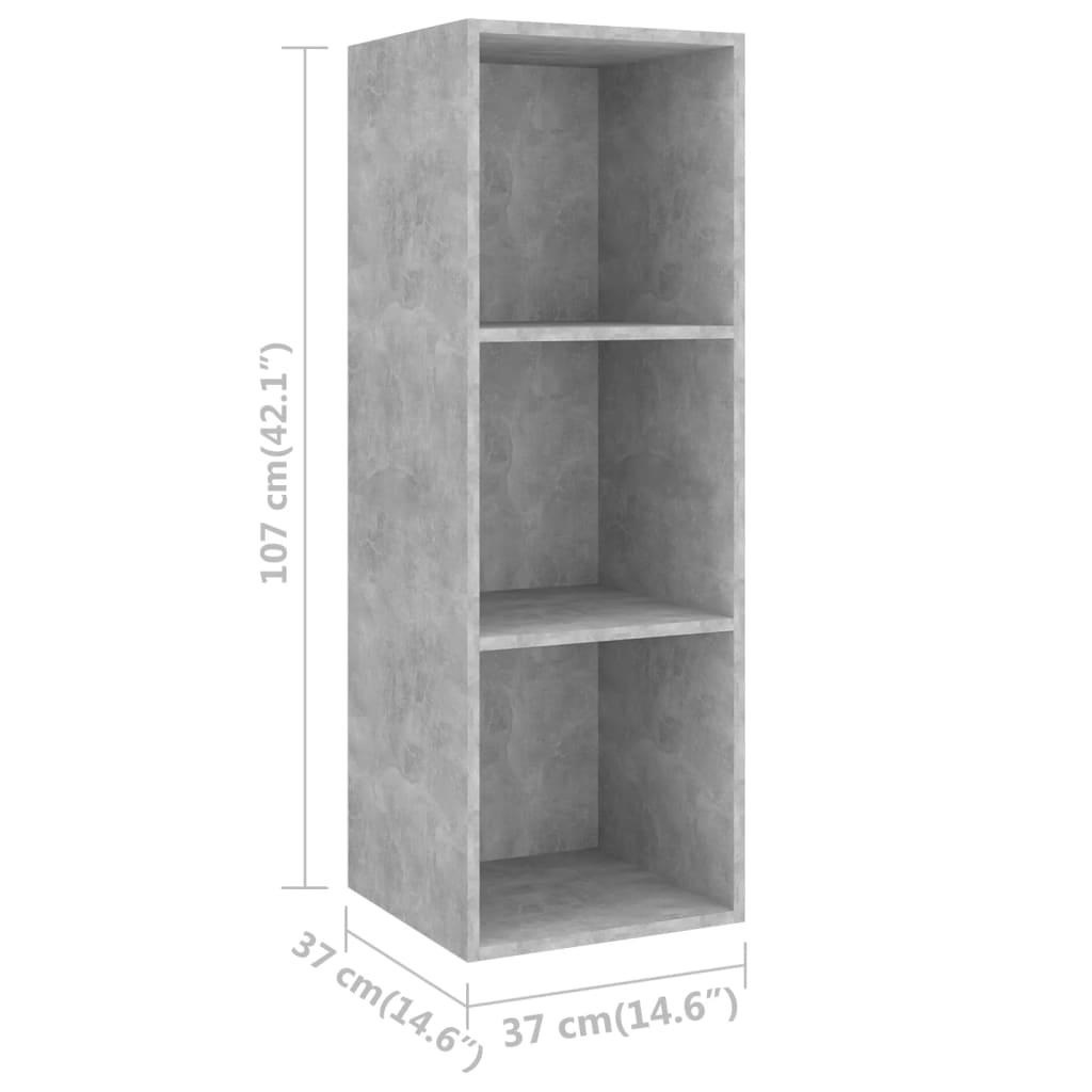 TV-Wandschrank Betongrau 37x37x107 cm Spanplatte