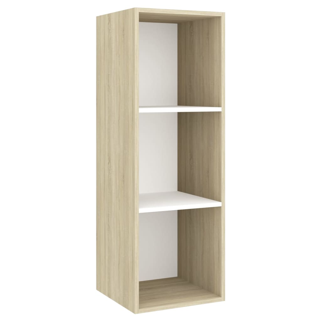 TV-Wandschrank Sonoma-Eiche und Weiß 37x37x107cm Spanplatte