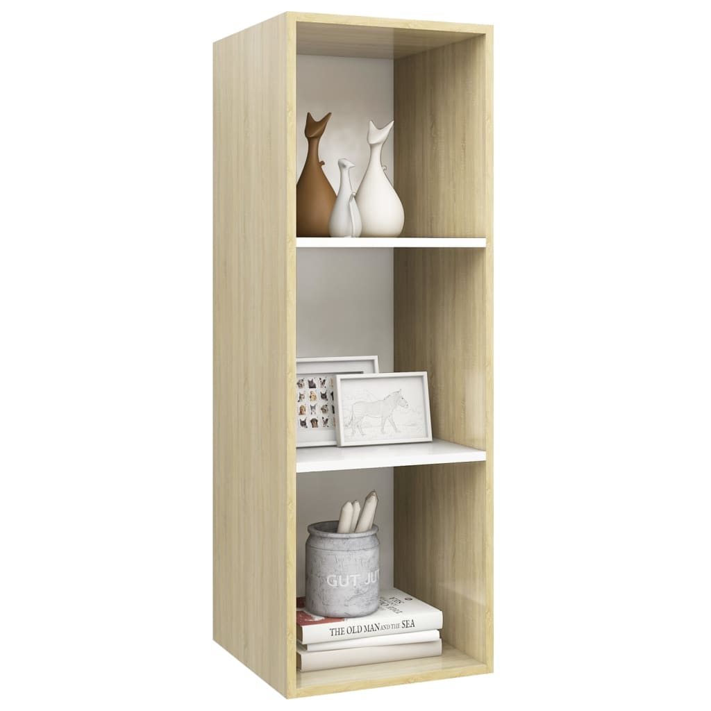 TV-Wandschrank Sonoma-Eiche und Weiß 37x37x107cm Spanplatte