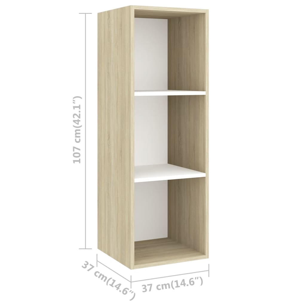 TV-Wandschrank Sonoma-Eiche und Weiß 37x37x107cm Spanplatte