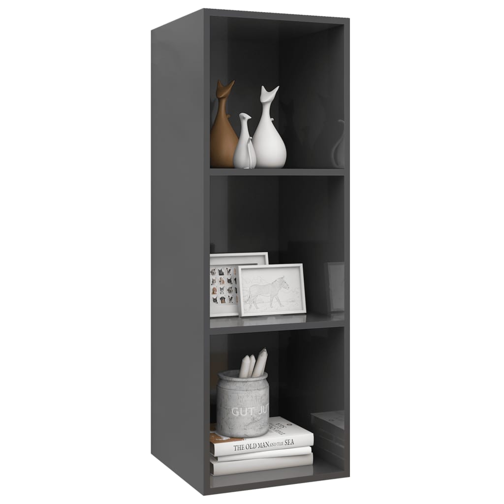 TV-Wandschrank Hochglanz-Grau 37x37x107 cm Spanplatte