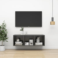Thumbnail for TV-Wandschrank Hochglanz-Grau 37x37x107 cm Spanplatte
