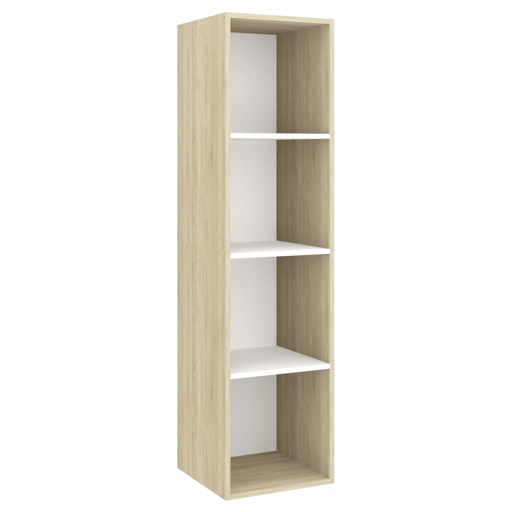 TV-Wandschrank Sonoma-Eiche und Weiß 37x37x142,5 cm Spanplatte