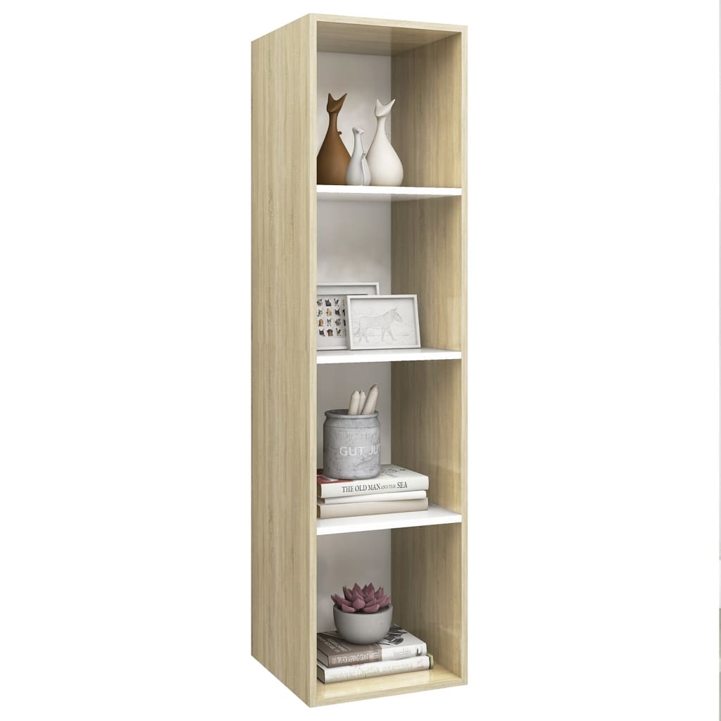 TV-Wandschrank Sonoma-Eiche und Weiß 37x37x142,5 cm Spanplatte
