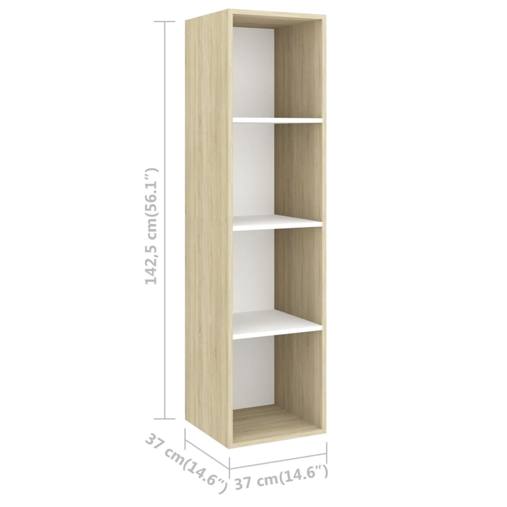 TV-Wandschrank Sonoma-Eiche und Weiß 37x37x142,5 cm Spanplatte