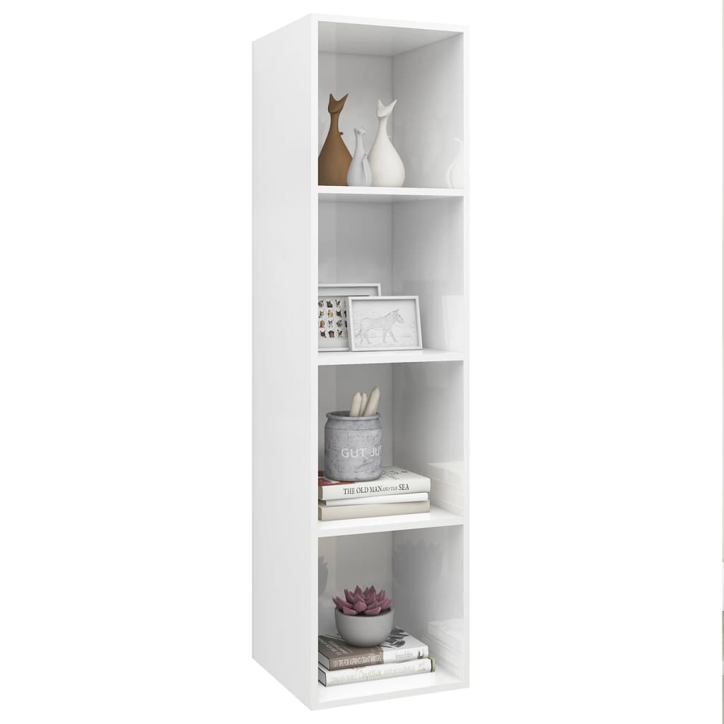 TV-Wandschrank Hochglanz-Weiß 37x37x142,5 cm Spanplatte
