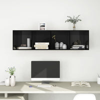 Thumbnail for TV-Wandschrank Hochglanz-Schwarz 37x37x142,5 cm Spanplatte