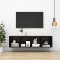 Thumbnail for TV-Wandschrank Hochglanz-Schwarz 37x37x142,5 cm Spanplatte
