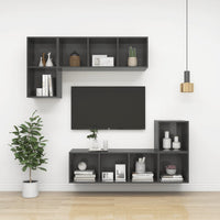 Thumbnail for TV-Wandschrank Hochglanz-Grau 37x37x142,5 cm Spanplatte