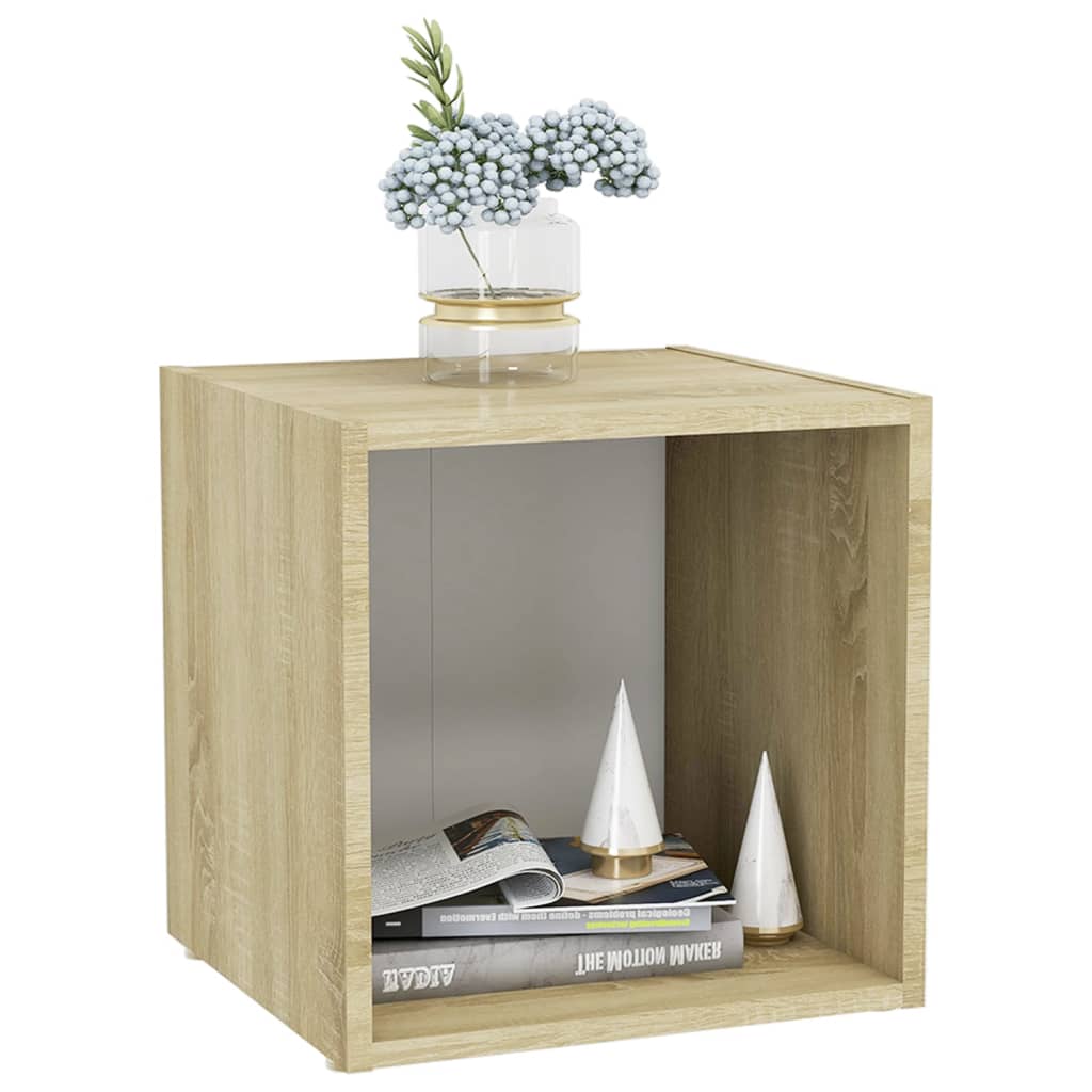 TV-Schrank Weiß Sonoma-Eiche 37x35x37 cm Spanplatte