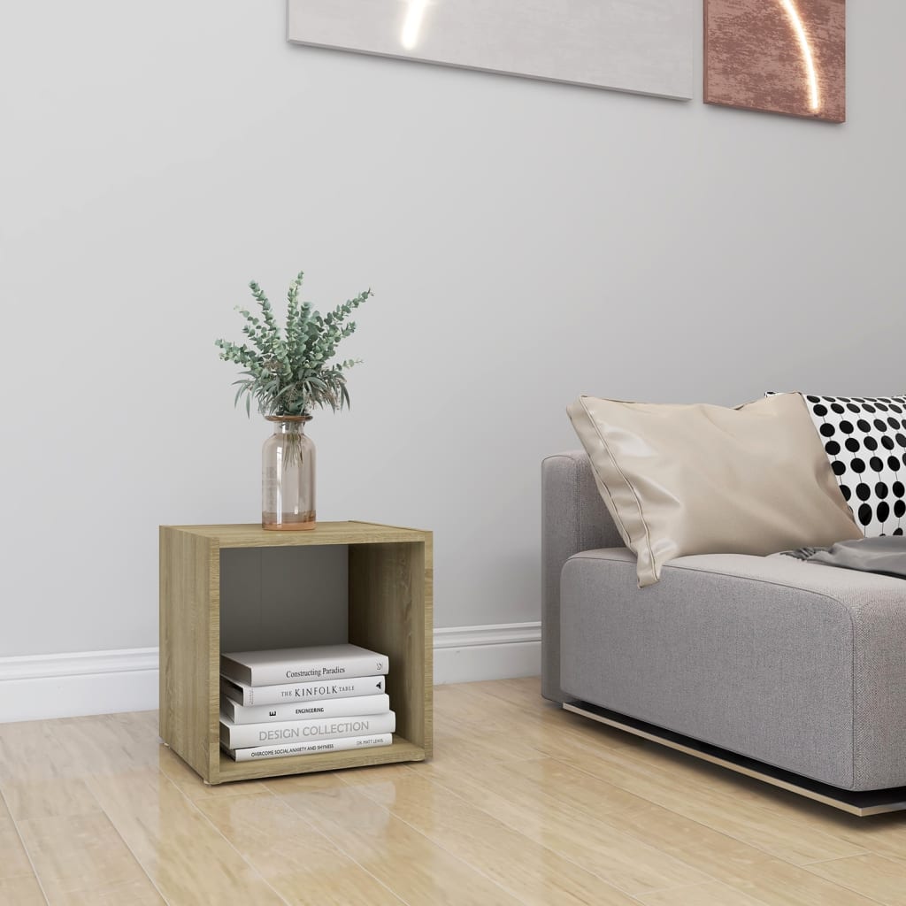 TV-Schrank Weiß Sonoma-Eiche 37x35x37 cm Spanplatte