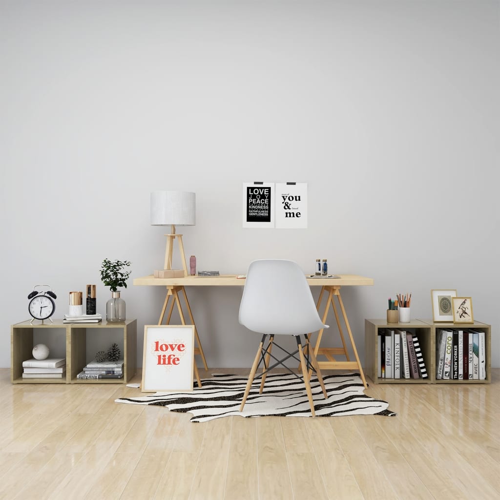 TV-Schränke 4 Stk. Weiß Sonoma-Eiche 37x35x37 cm Spanplatte