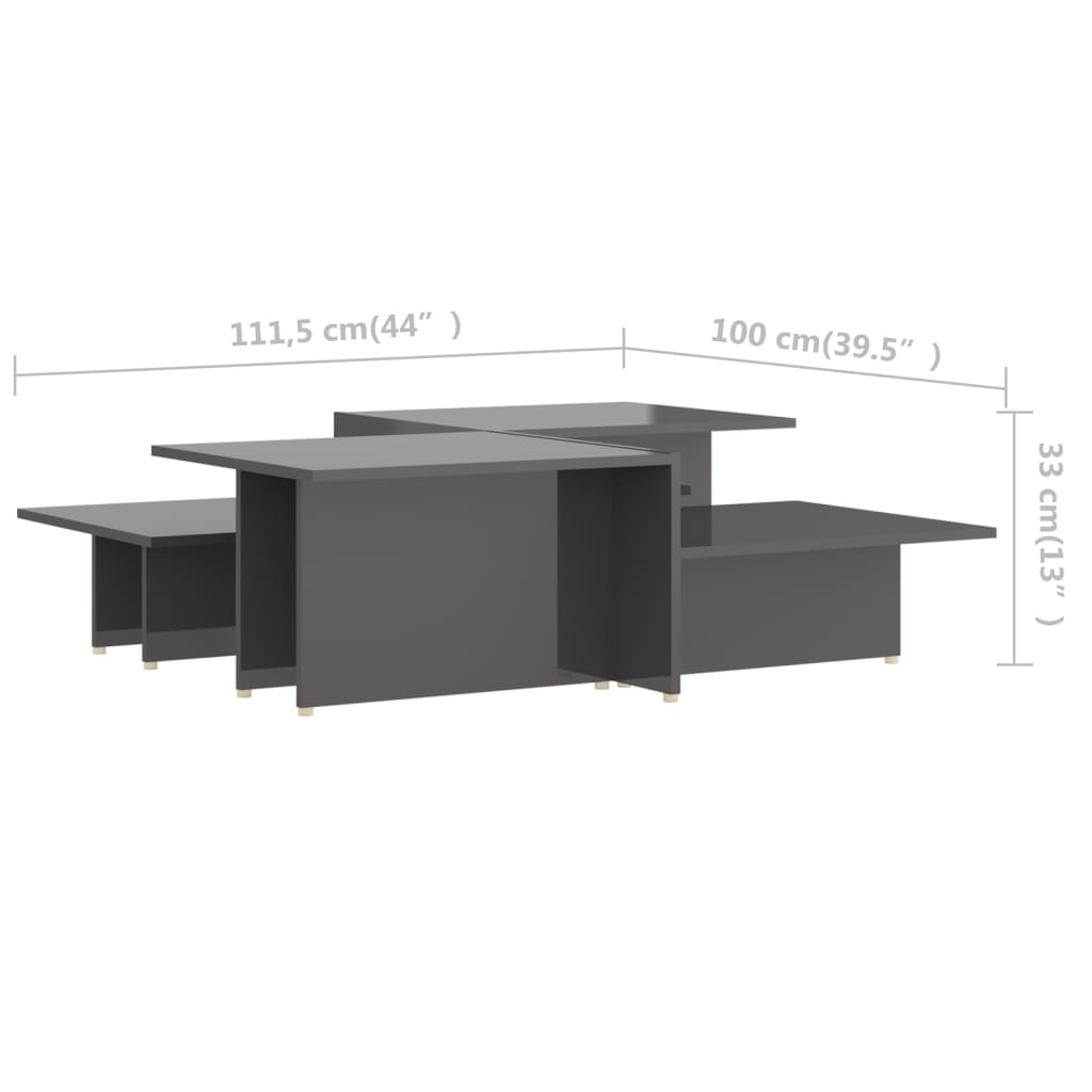 Couchtische 2 Stk. Hochglanz-Grau 111,5x50x33 cm Holzwerkstoff